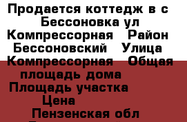 Продается коттедж в с . Бессоновка ул. Компрессорная › Район ­ Бессоновский › Улица ­ Компрессорная › Общая площадь дома ­ 115 › Площадь участка ­ 1 000 › Цена ­ 1 950 000 - Пензенская обл., Бессоновский р-н, Бессоновка с. Недвижимость » Дома, коттеджи, дачи продажа   